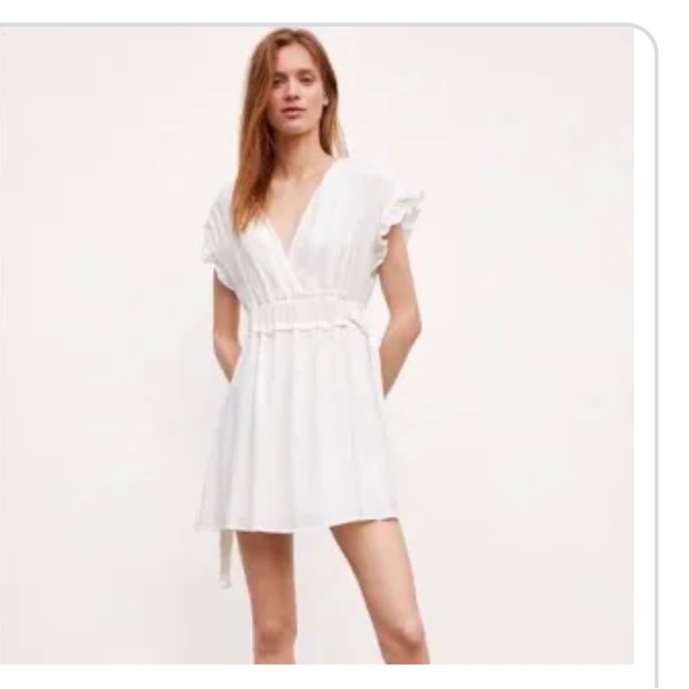 White zara dress with bow ties on the side